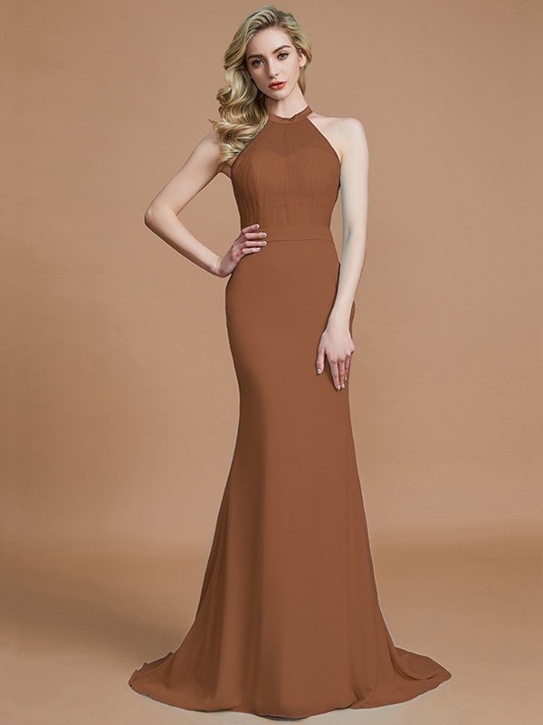 Mermaid Gorgeous Sleeveless Scoop Chiffon Bridesmaid Dresses