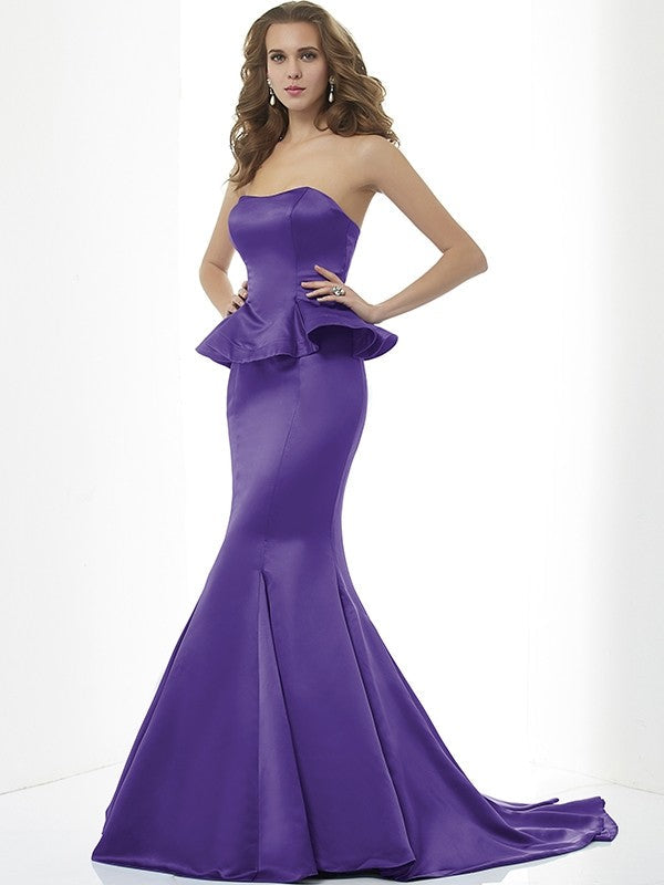 Mermaid Gorgeous Sweetheart Sleeveless Long Satin Bridesmaid Dresses