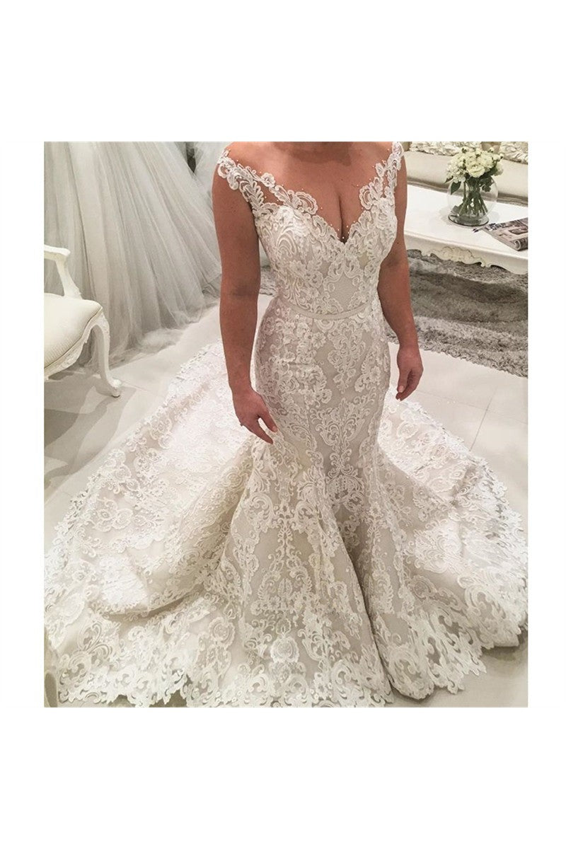 Mermaid Lace Wedding Dresses Sleeveless Classic Dresses for Weddings