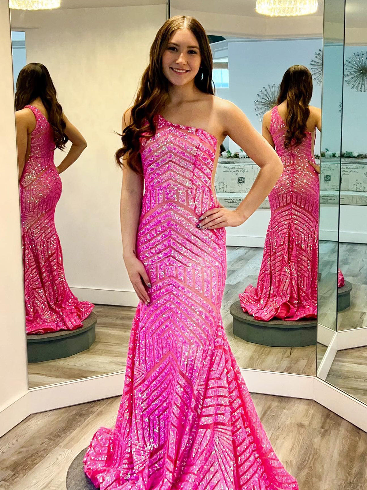 Yaretzi |Mermaid Unique One Shoulder Sequins Prom Dress