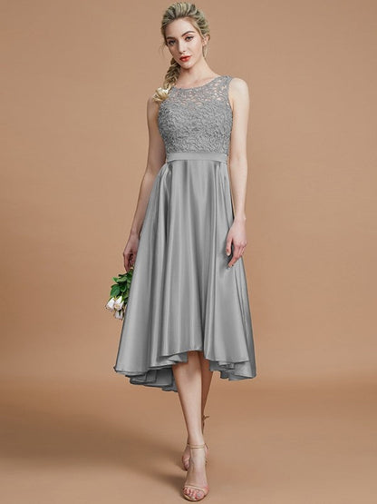 Modern Bateau Sleeveless Ruffles Asymmetrical Bridesmaid Dresses