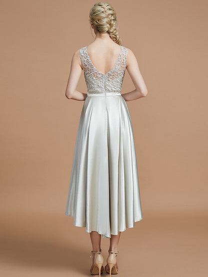 Modern Bateau Sleeveless Ruffles Asymmetrical Bridesmaid Dresses