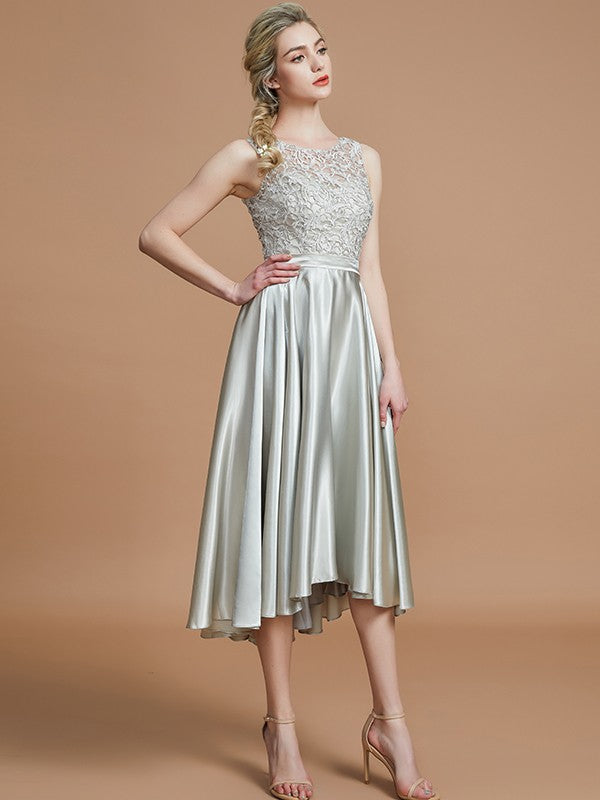 Modern Bateau Sleeveless Ruffles Asymmetrical Bridesmaid Dresses