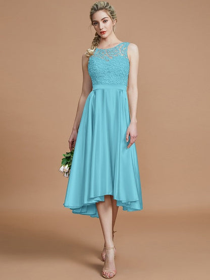 Modern Bateau Sleeveless Ruffles Asymmetrical Bridesmaid Dresses