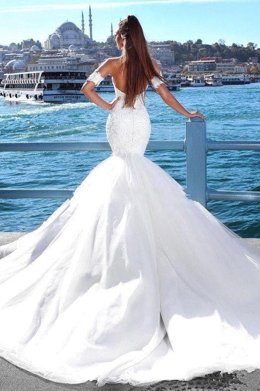 Modern Mermaid Sweetheart Modern Wedding Dresses Lace Dresses for Weddings with Choker