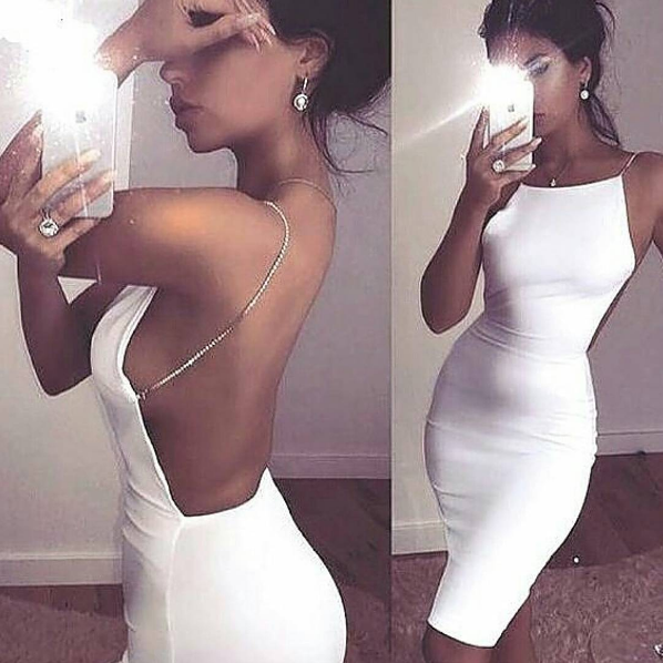 Modern Spaghetti-Strap Short Homecoming Dresses Sleeveless White Backless Cocktail Dress