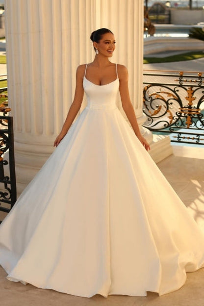 Modern Spaghetti-Straps Sleeveless Ball Gown Wedding Dresses Online