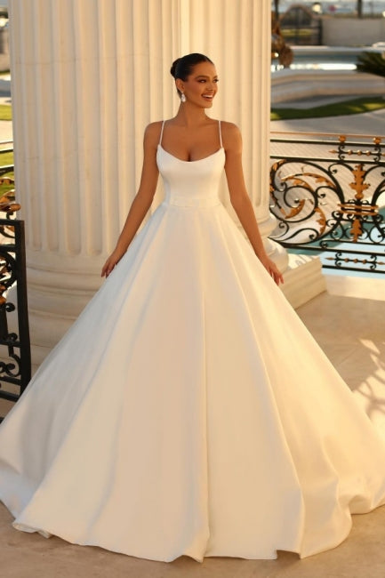 Modern Spaghetti-Straps Sleeveless Ball Gown Wedding Dresses Online