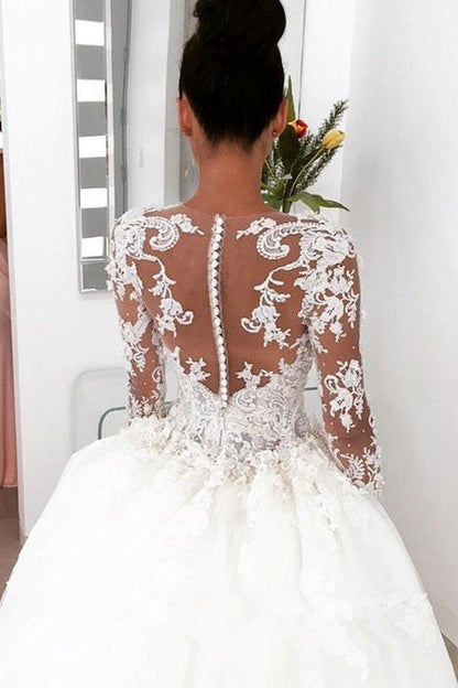 New Arrival Long Sleevess Sheath Wedding Dresses Lace Appliques Bridal Gowns with Detachable Train