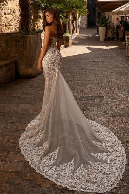 New Arrival sweetheart sleeveless mermaid lace Wedding Dresses