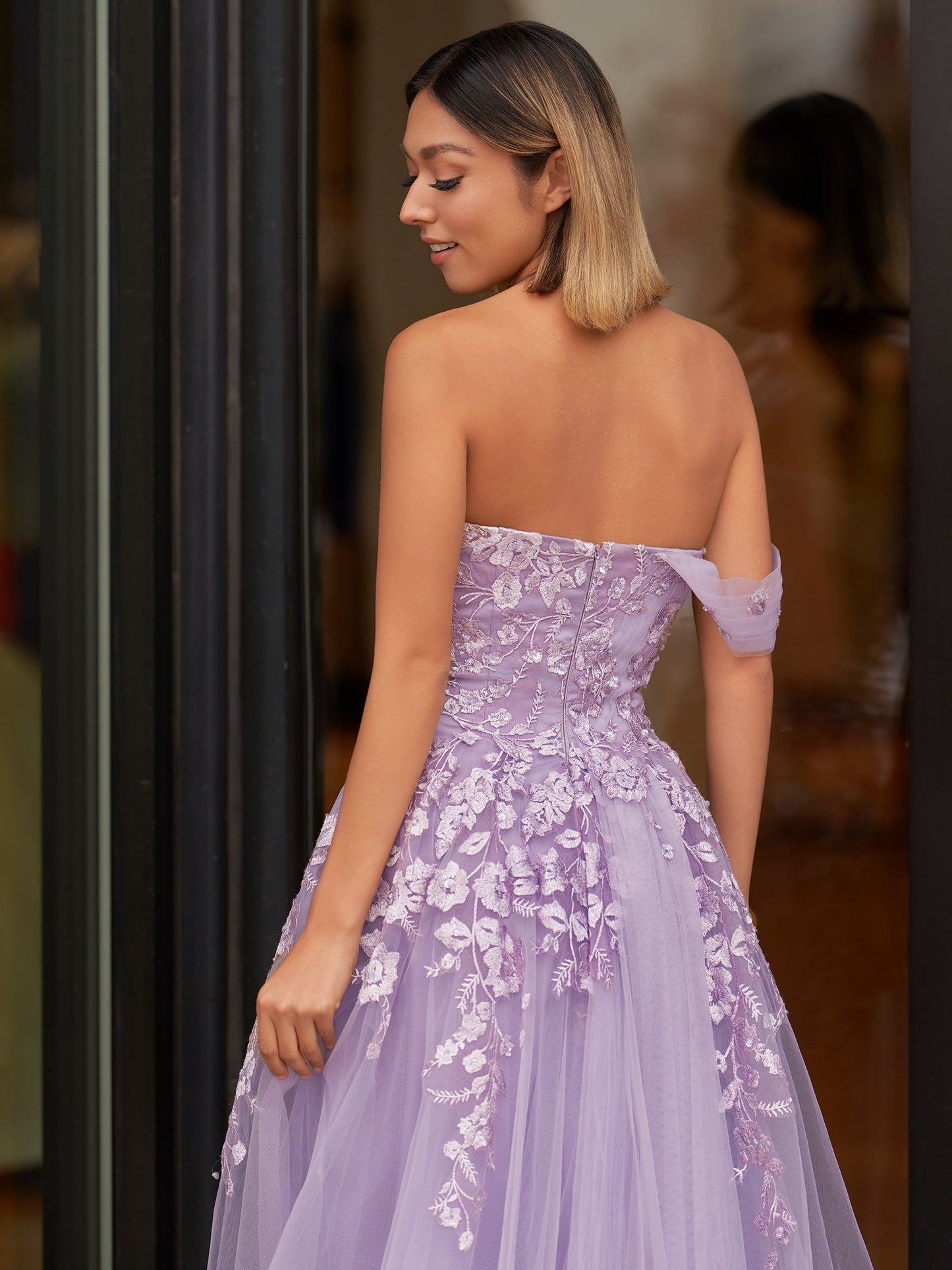 Sweet-Heart Tulle One Shoulder Floor Length Prom Dress