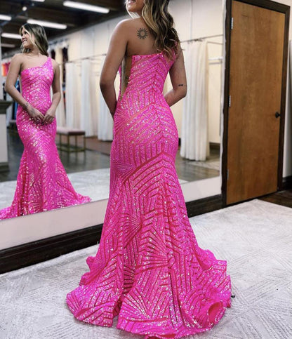 Yaretzi |Mermaid Unique One Shoulder Sequins Prom Dress