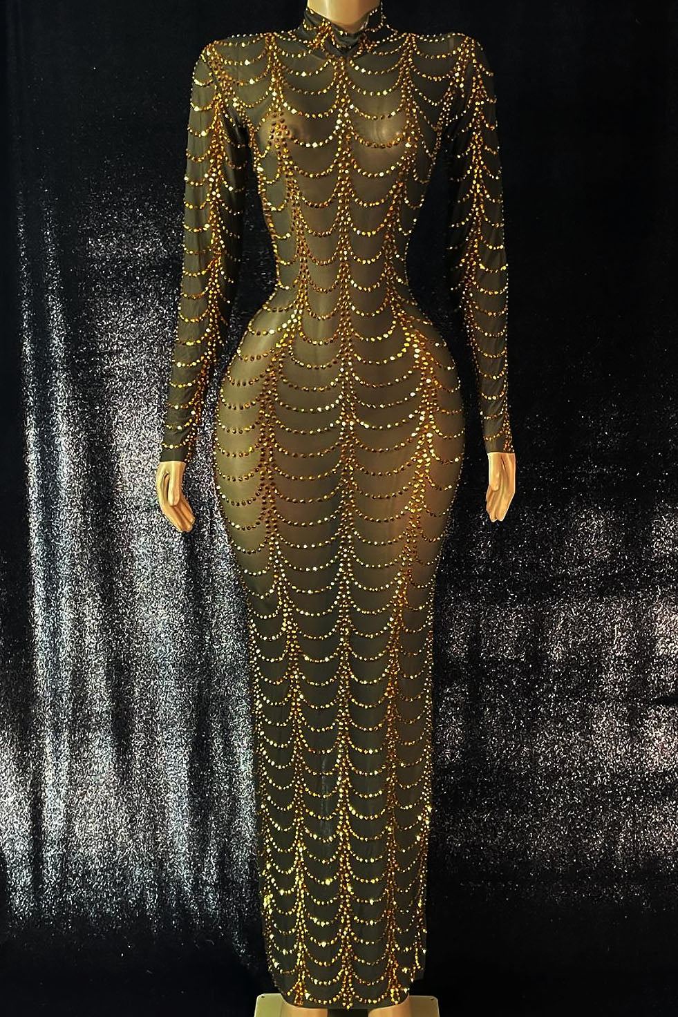 Priscilla Gold Evening Dress (Ready to Ship)