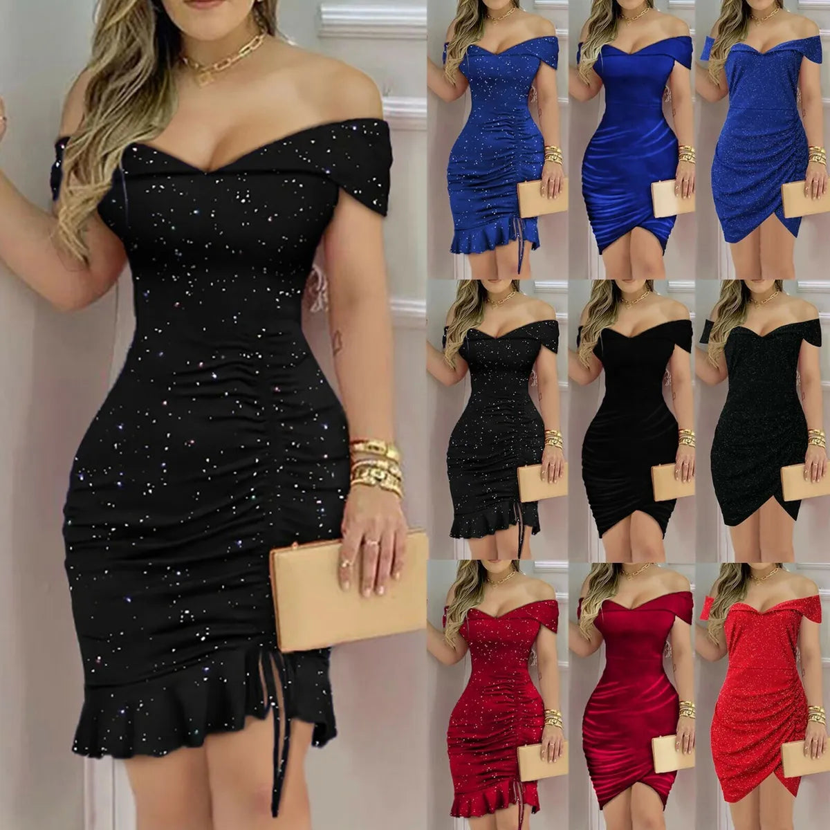 Off The Shoulder Bodycon Homecoming Dresses Ruffles Short Prom Dress