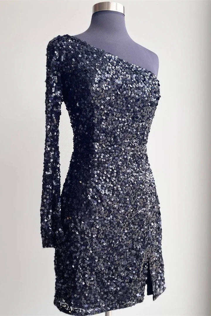 Gwendolyn |Bodycon One-Shoulder Sequins Homecoming Dress