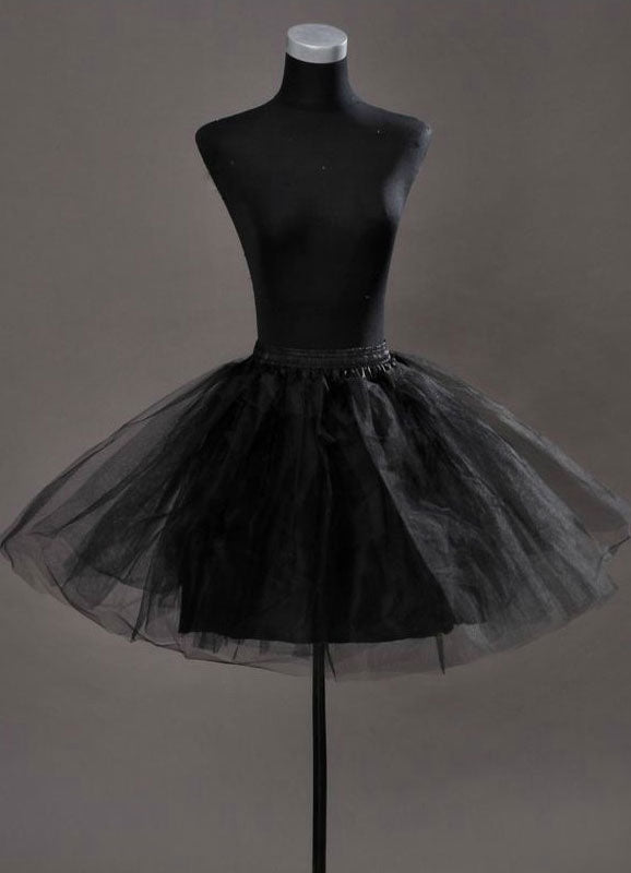 Short Black Taffeta A Line Boneless Two Tier Wedding Petticoats