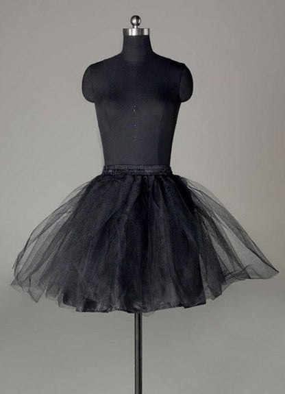 Short Black Taffeta A Line Boneless Two Tier Wedding Petticoats