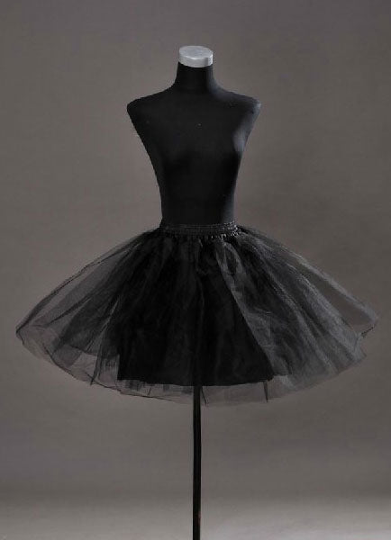 Short Black Taffeta A Line Boneless Two Tier Wedding Petticoats