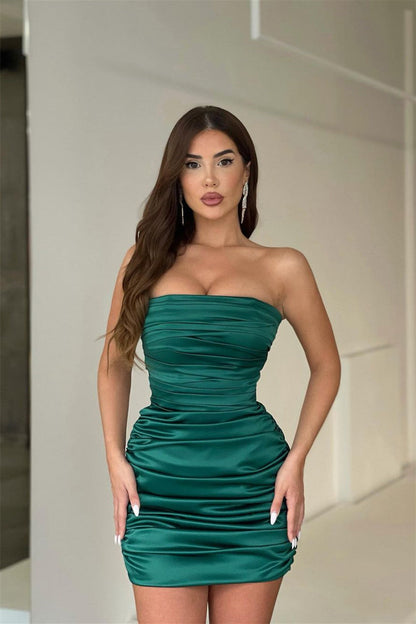 Short Mermaid Strapless Mini Sleeveless Open Back Sexy Homecoming Dress