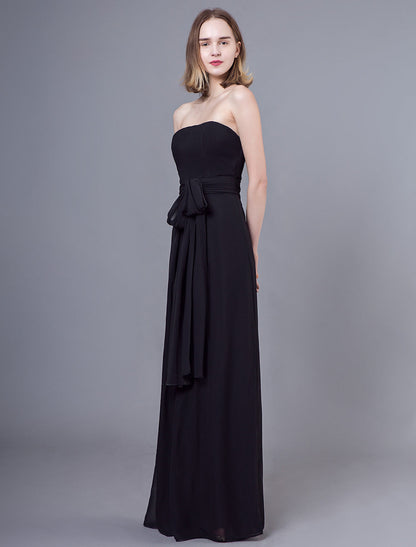 Stunning Black Jumpsuits Formal Evening Wedding Party Convertible Chiffon Long One Size Fits All Bridesmaid Dresses