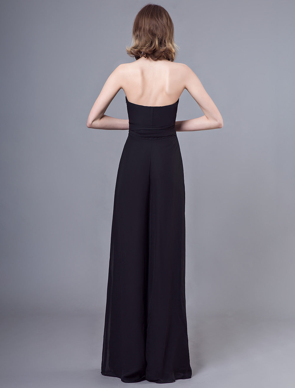 Stunning Black Jumpsuits Formal Evening Wedding Party Convertible Chiffon Long One Size Fits All Bridesmaid Dresses