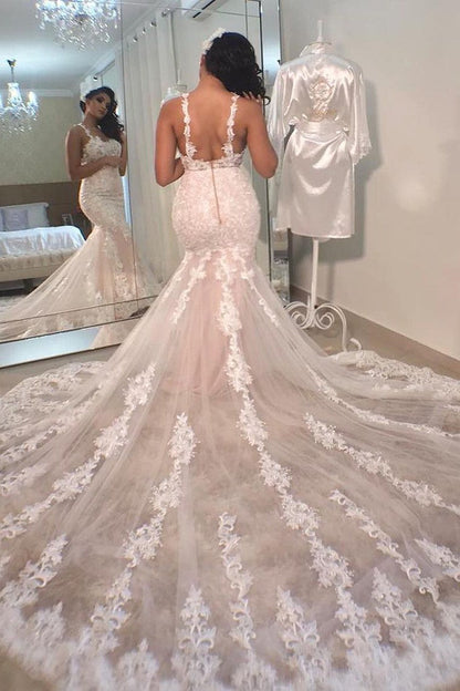 Stunning Sleeveless Mermaid Lace Wedding Dress Online