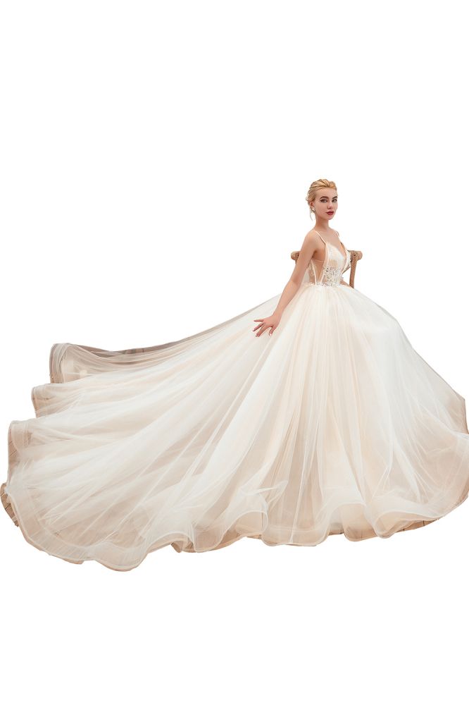 Summber Beach Spaghetti Straps Ivory Ball Gown Wedding Dress Online