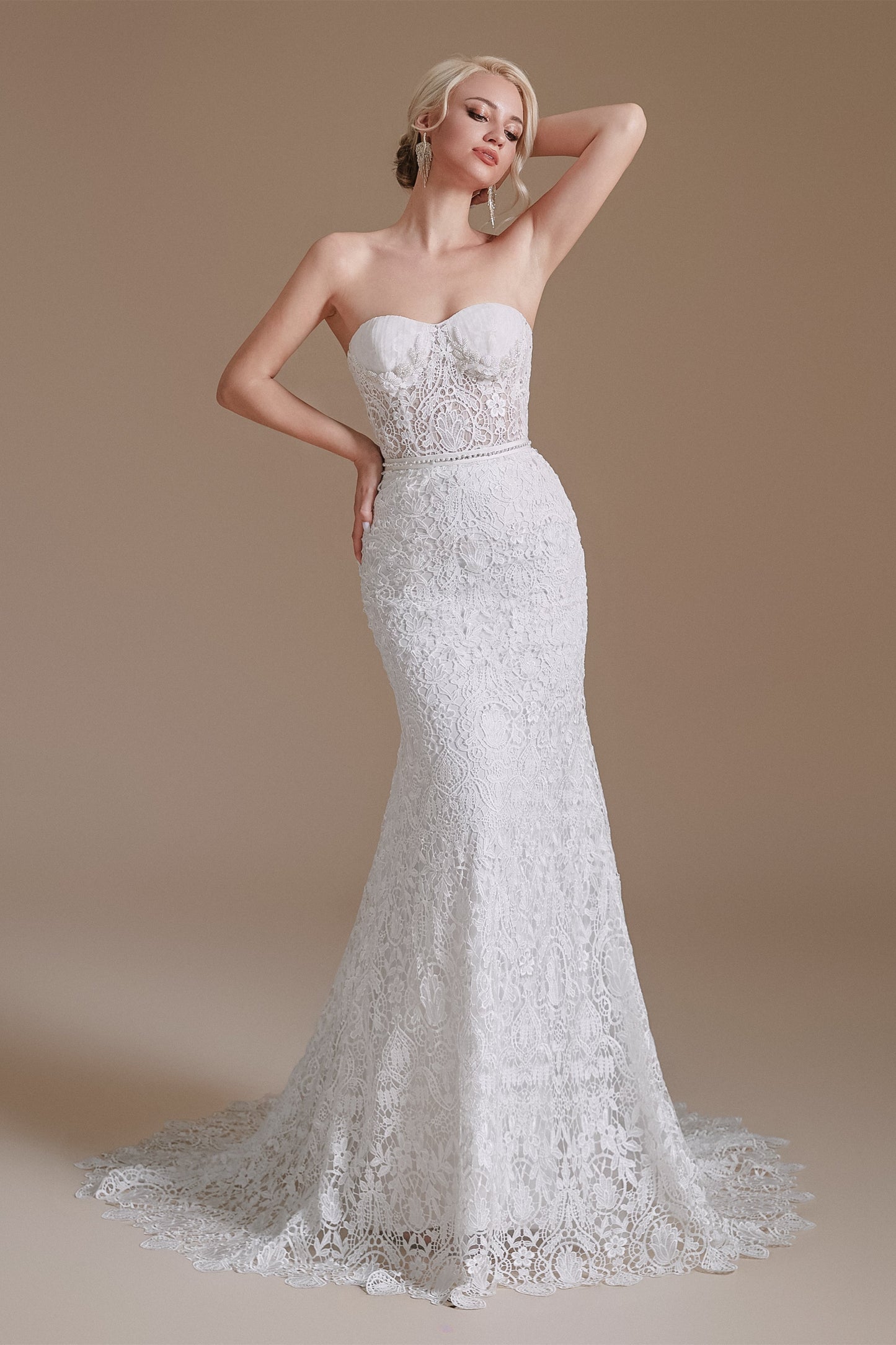 Sweetheart Detachable Bubble Sleeves Lace Mermaid Wedding Dress | Ballbella Design