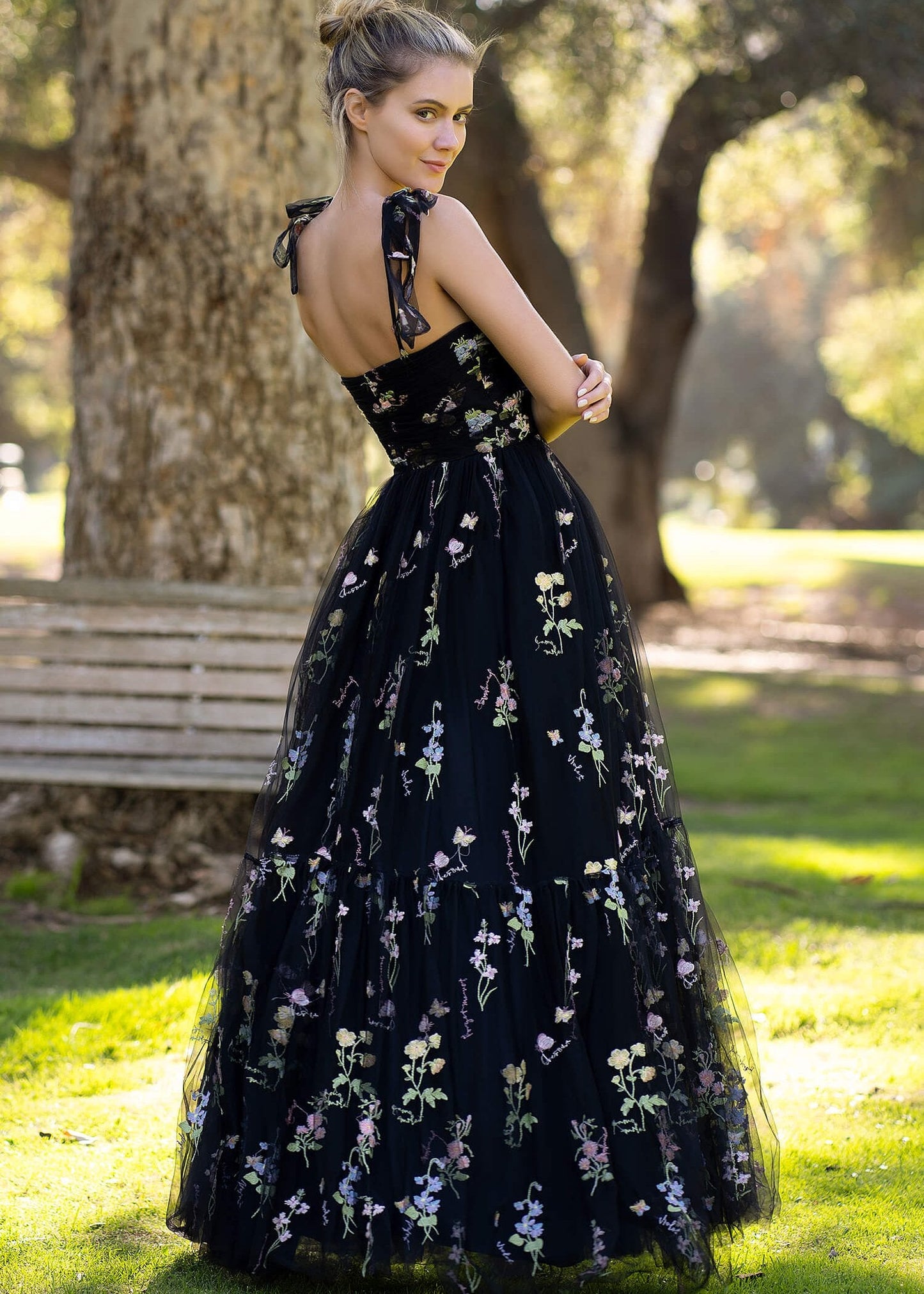 Sweetheart Neck Floor Length Tulle Embroidery Floral Prom Dress