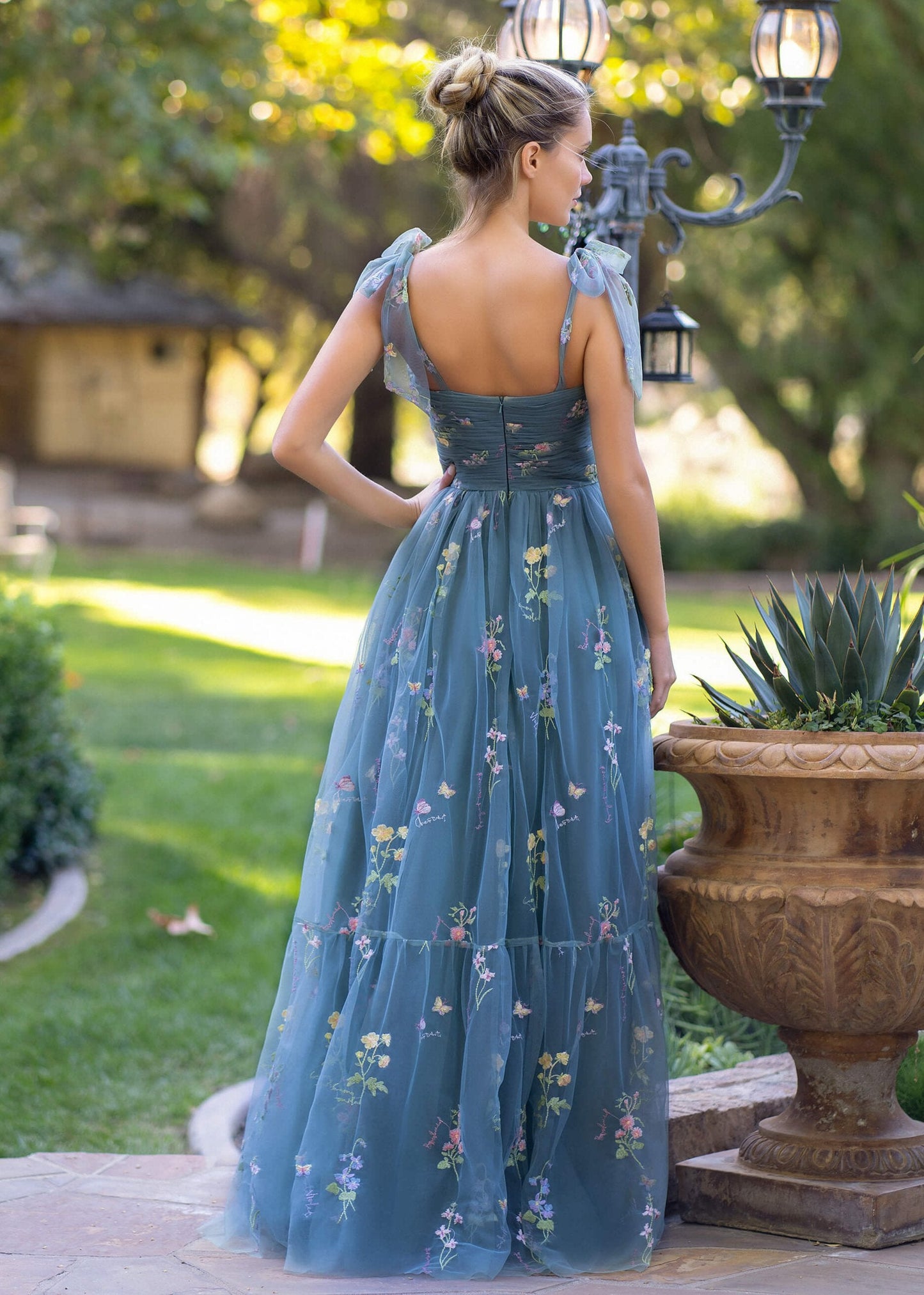 Sweetheart Neck Floor Length Tulle Embroidery Floral Prom Dress