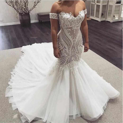 Sweetheart Luxurious Mermaid Court Train Beach Wedding Dress