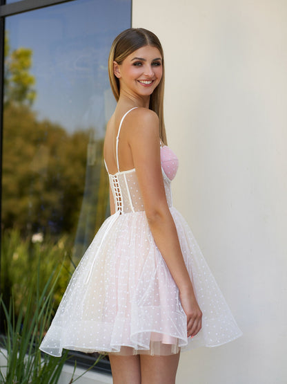 Jeantte | Sweetheart Spaghetti Straps Black Short Tulle Homecoming Dress