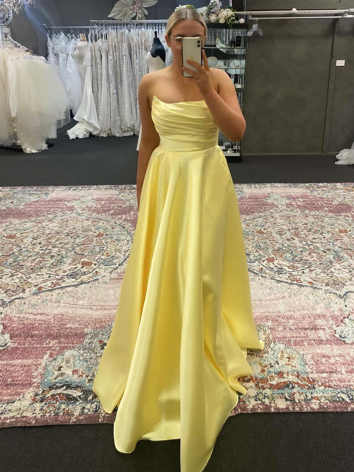 Tanzie | Strapless Sage Green Satin A-line Long Prom Dress With Slit