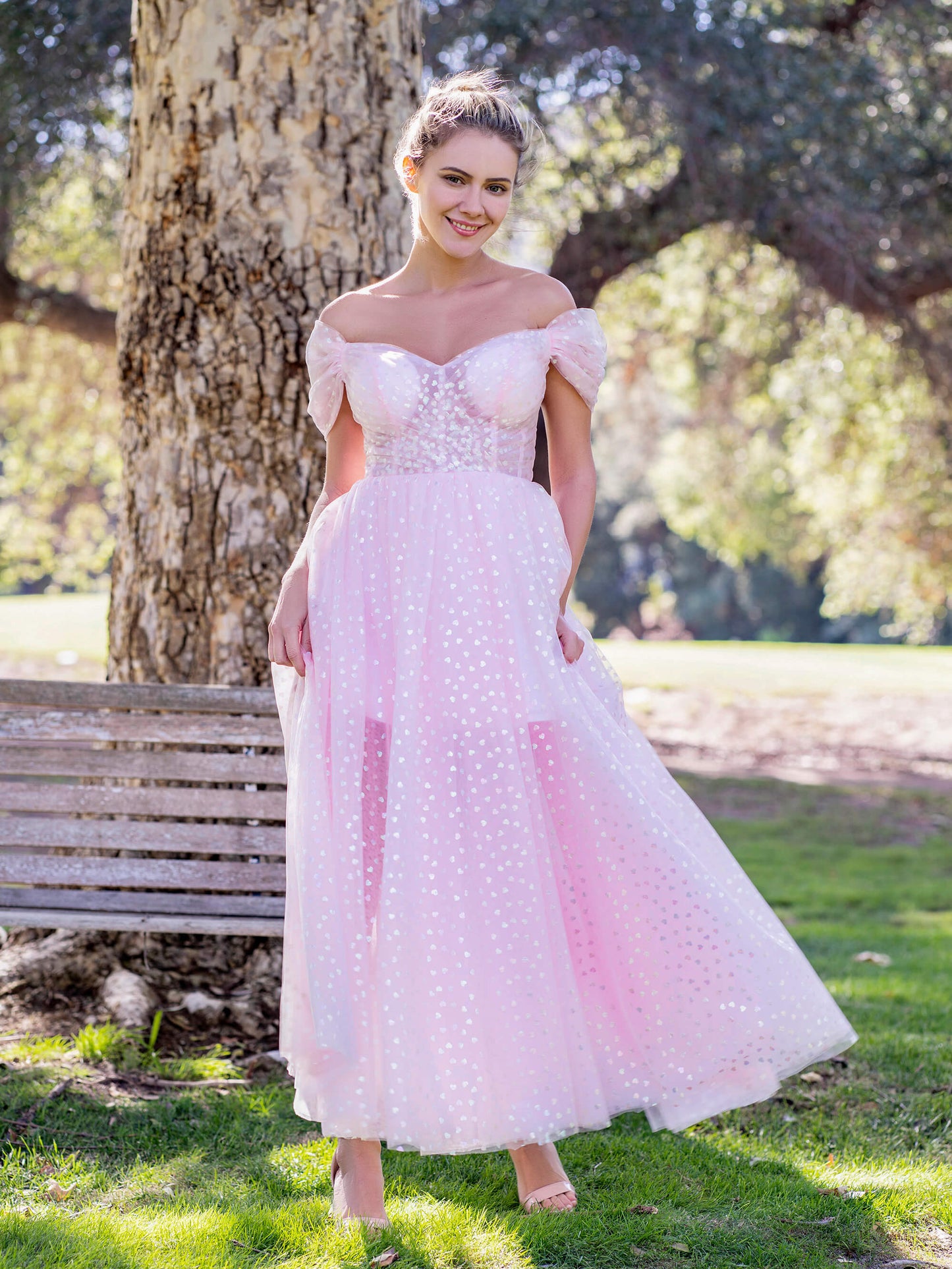 Sweetheat Neck Maxi Length Tulle Prom Dress