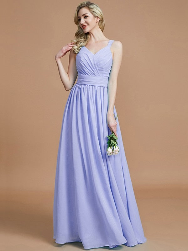 V-Neck Elegant Chiffon Sleeveless Bridesmaid Dresses