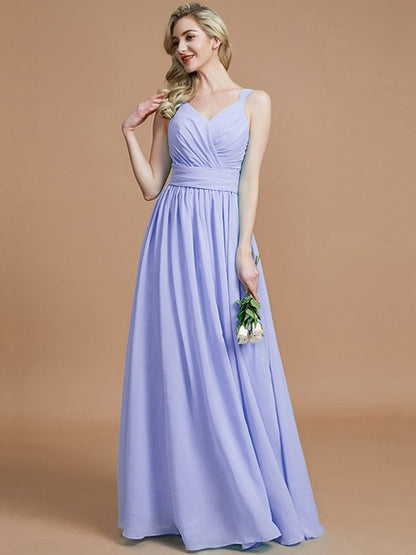 V-Neck Elegant Chiffon Sleeveless Bridesmaid Dresses