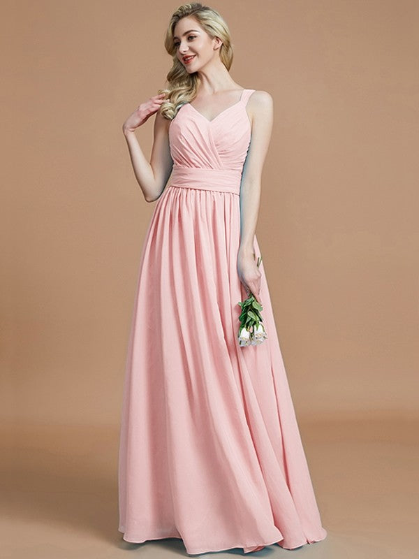 V-Neck Elegant Chiffon Sleeveless Bridesmaid Dresses