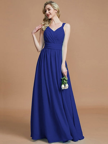 V-Neck Elegant Chiffon Sleeveless Bridesmaid Dresses