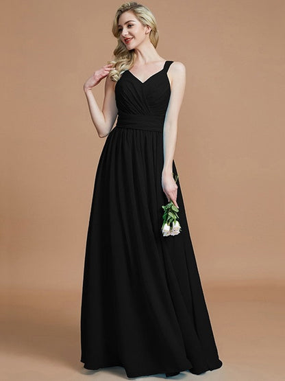 V-Neck Elegant Chiffon Sleeveless Bridesmaid Dresses