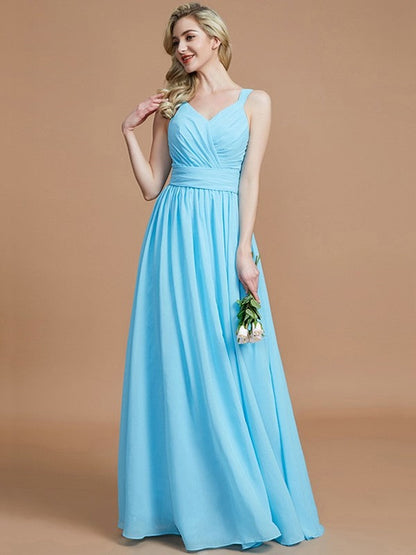 V-Neck Elegant Chiffon Sleeveless Bridesmaid Dresses