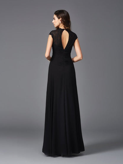 V-Neck Elegant Sleeveless Long Chiffon Bridesmaid dresses