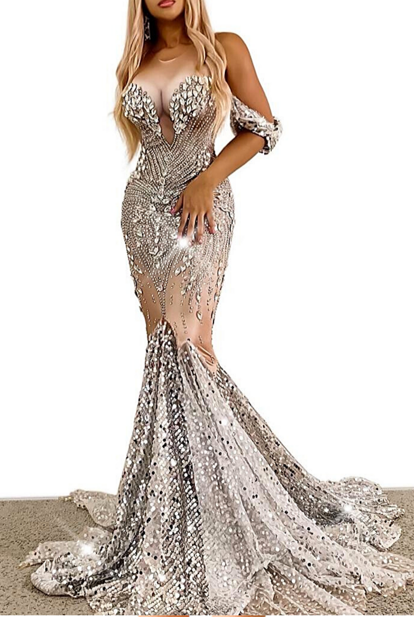 Valerie 3D cleavage diamante Dress (Ready to Ship)