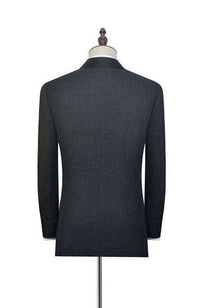 Well-cut Dark Grey Black Shawl Collar Wedding Tuxedos Two Buttons Wedding Suits for Men