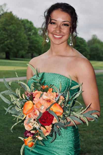 Werner | Strapless Mermaid Green Beaded Ruched Long Prom Dress