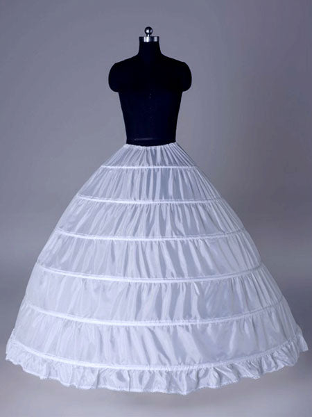 White Long White Full Gown 6 Hoop Bridal Crinoline Slip Wedding Petticoat