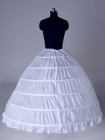 White Long White Full Gown 6 Hoop Bridal Crinoline Slip Wedding Petticoat