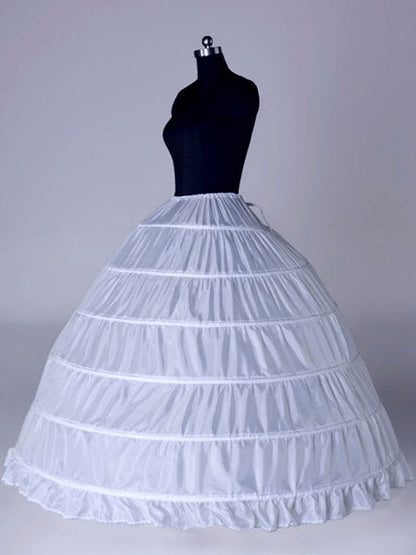 White Long White Full Gown 6 Hoop Bridal Crinoline Slip Wedding Petticoat