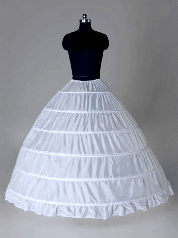 White Long White Full Gown 6 Hoop Bridal Crinoline Slip Wedding Petticoat