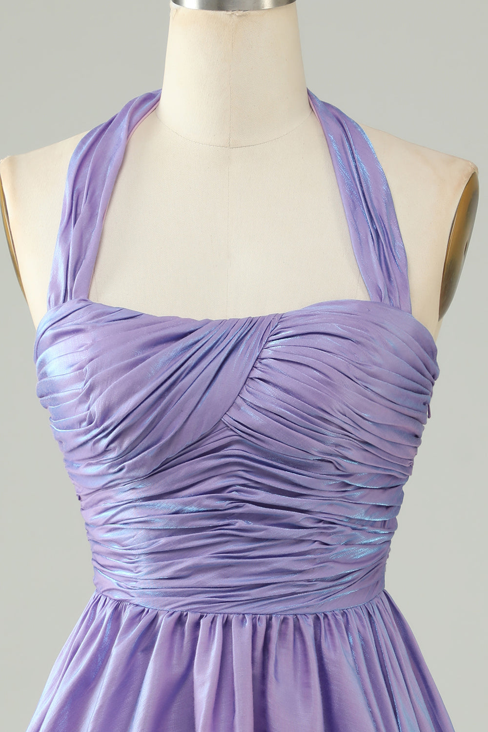 Purple Halter Open Back Sleeveless A Line Homecoming Dress